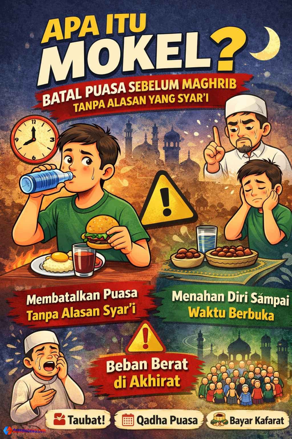 arti mokel ramadan ilustrasi membatalkan puasa sebelum maghrib tanpa alasan syar’i