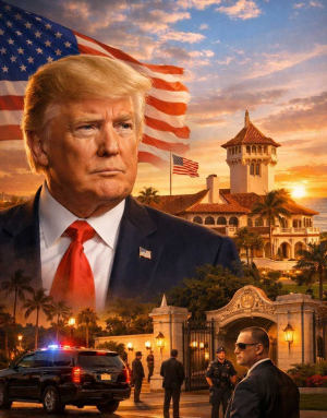 Ilustrasi pria bersenjata terobos Mar-a-Lago kediaman Donald Trump di Florida