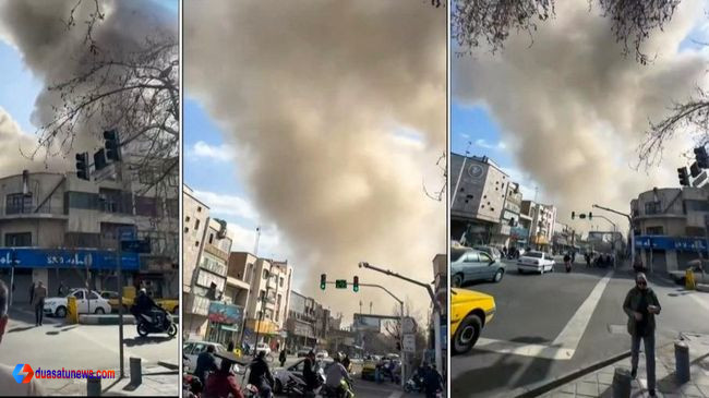 AS serang Iran 2026 memicu kepulan asap dan ledakan di kawasan perkotaan Iran