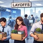 PHK 2026 akibat AI di perusahaan global, karyawan meninggalkan kantor setelah pemutusan kerja