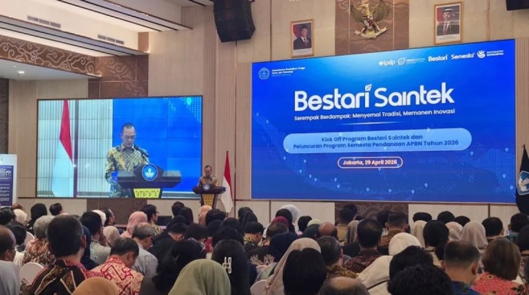 Peluncuran Program Bestari Saintek 2026 sebagai bagian dari dana riset kampus 2026 di Jakarta yang dihadiri pejabat dan akademisi