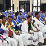 jamaah haji Indonesia mengikuti pembekalan menjelang keberangkatan terkait kenaikan ongkos haji 2026