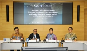 Workshop mengenai penguatan sains dan teknologi dalam menghadapi disrupsi global, dengan fokus pada manajemen krisis dan transformasi struktural, yang diadakan di Jakarta pada 23 April 2026, dengan pembicara Dr. Caasan Abidin, J.S. Brian Yuliarto, dan Profesor Takayoshi Watanabe