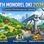 RTH monorel DKI 2026 ilustrasi taman kota dan pembongkaran tiang monorel di Jakarta