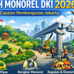 RTH monorel DKI 2026 ilustrasi taman kota dan pembongkaran tiang monorel di Jakarta