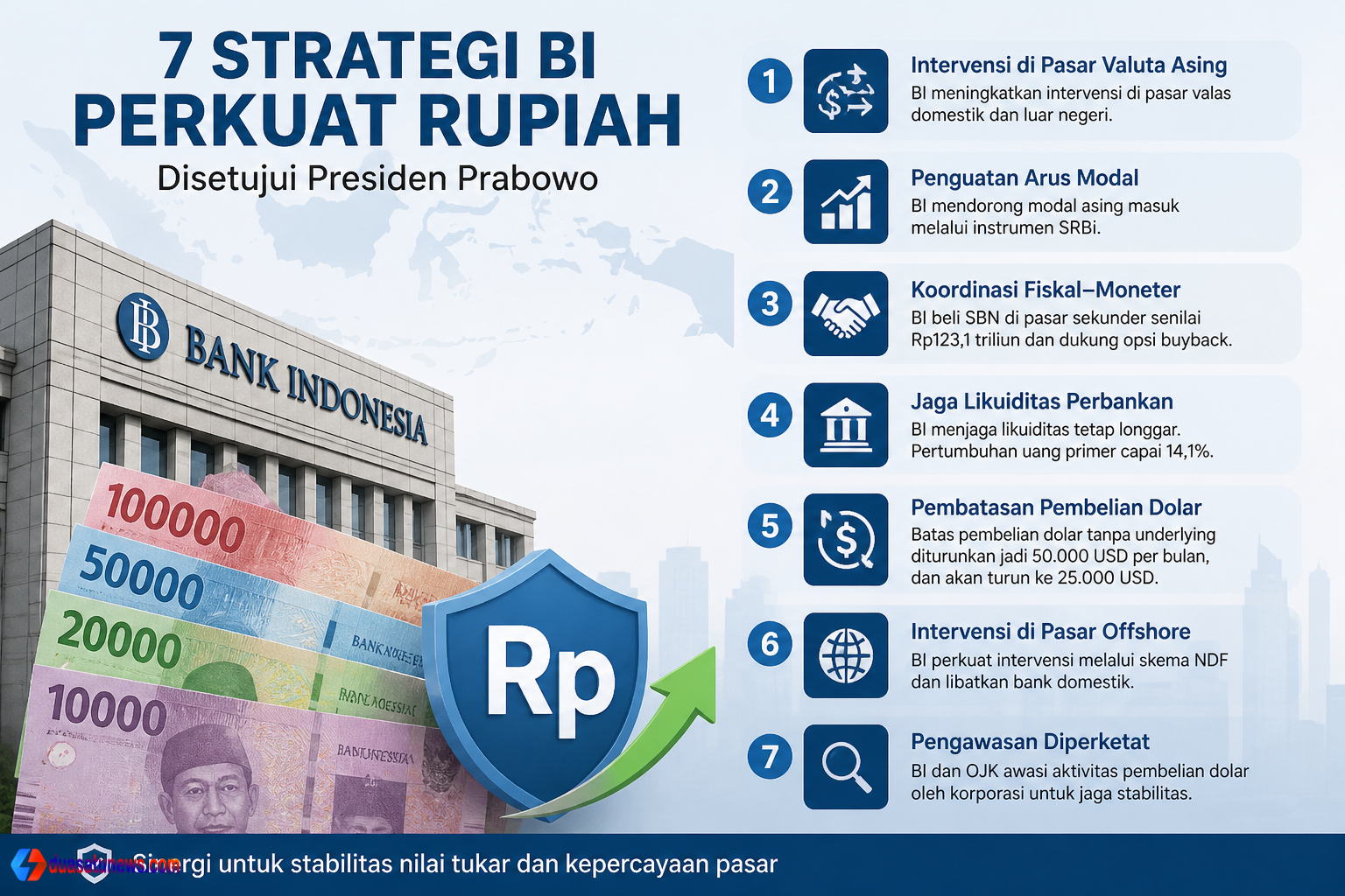 ilustrasi strategi BI perkuat rupiah melalui intervensi pasar dan penguatan arus modal