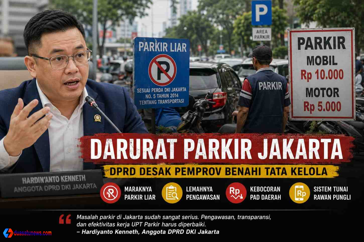 Hardiyanto Kenneth soroti darurat parkir Jakarta dan parkir liar di ibu kota
