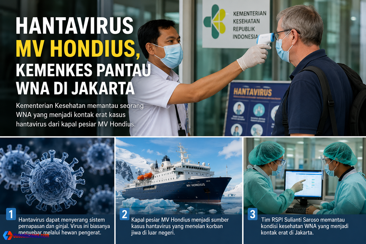 Pemantauan kontak erat hantavirus MV Hondius oleh tim kesehatan di Jakarta”