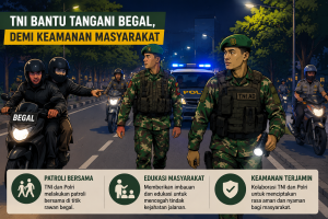 TNI bantu tangani begal melalui patroli bersama TNI dan Polri untuk menjaga keamanan masyarakat