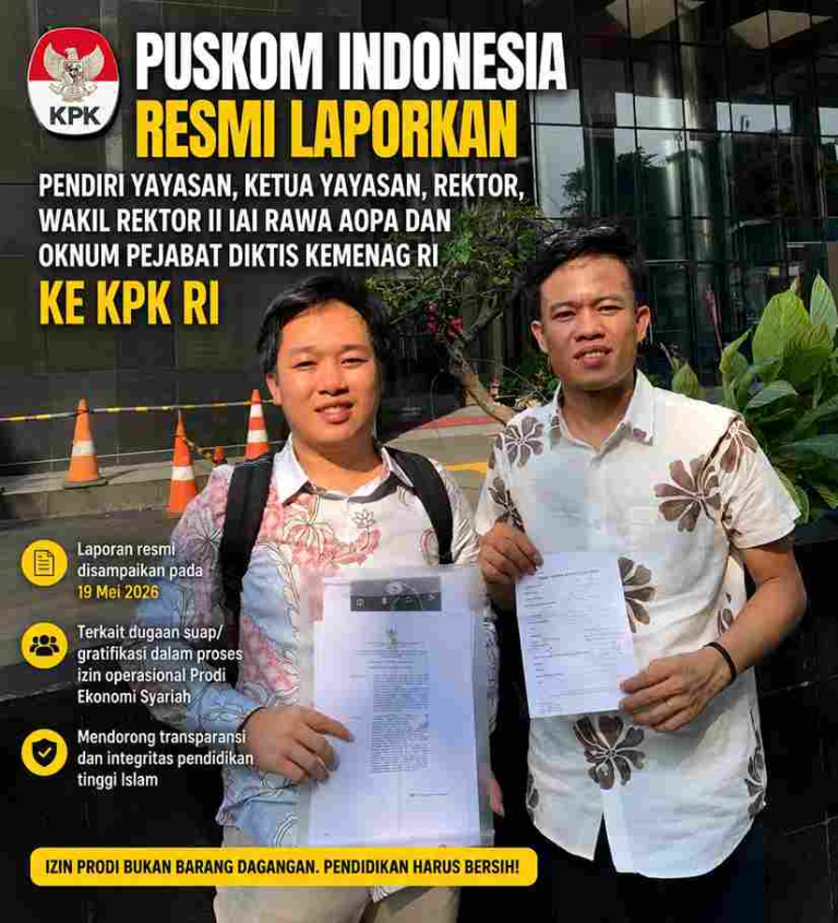 Puskom Indonesia laporkan IAI Rawa Aopa ke KPK terkait dugaan suap izin prodi