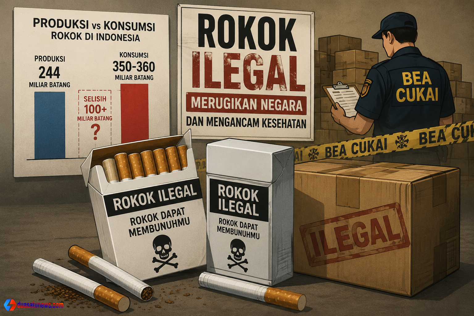 Peredaran rokok ilegal Indonesia dan pengawasan Bea Cukai terhadap rokok tanpa cukai