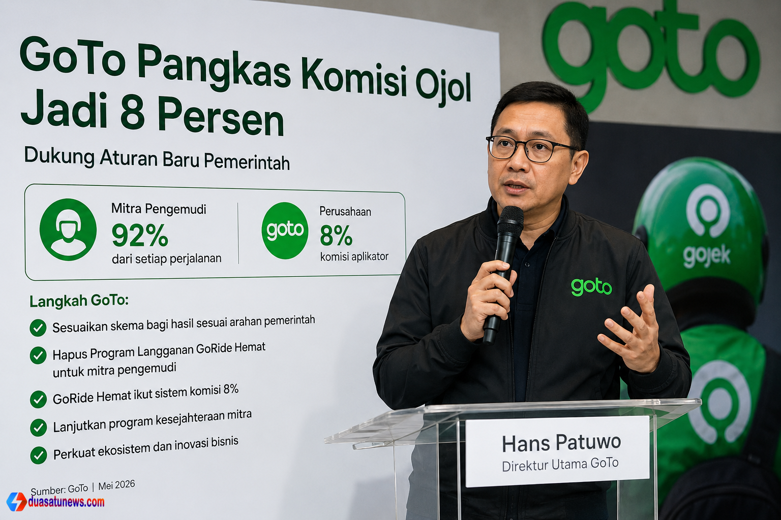 “Komisi ojol GoTo turun menjadi 8 persen sesuai aturan pemerintah”