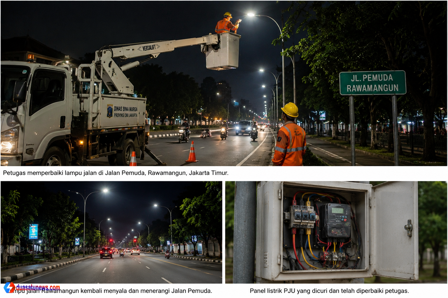 lampu jalan Rawamangun, perbaikan PJU Jakarta Timur, Jalan Pemuda Rawamangun