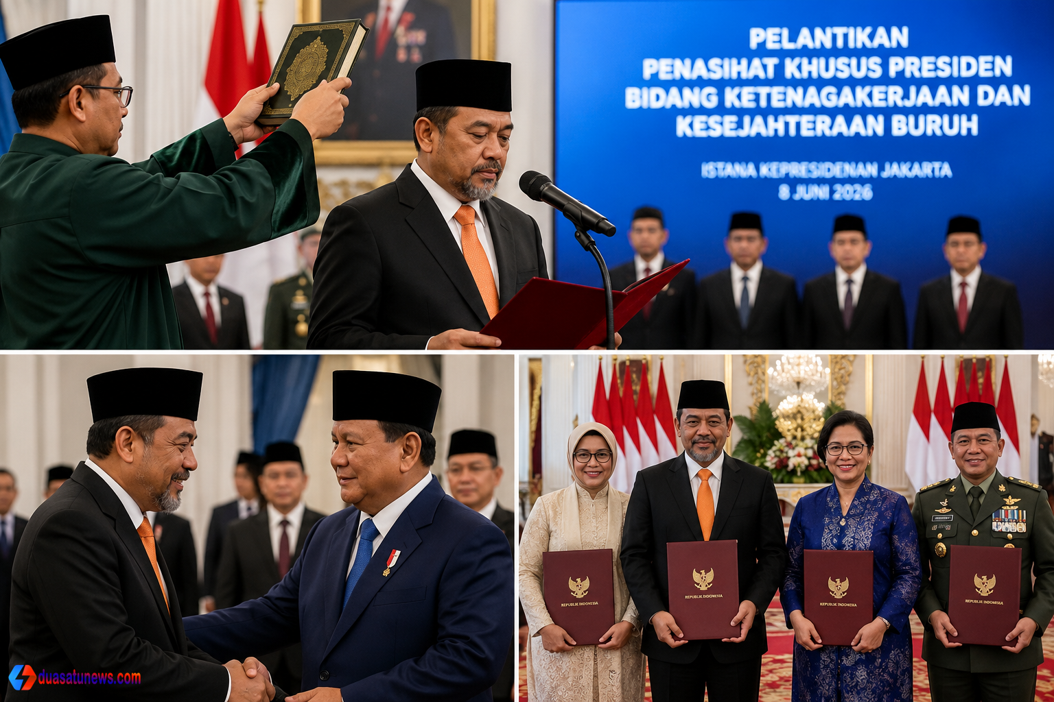 Said Iqbal Presiden Partai Buruh saat pelantikan sebagai Penasihat Khusus Presiden Bidang Ketenagakerjaan dan Kesejahteraan Buruh di Istana Kepresidenan Jakarta