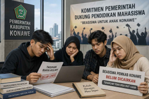 Beasiswa Mahasiswa Konawe Jakarta belum cair sehingga mahasiswa terancam tidak dapat mengikuti ujian akhir semester