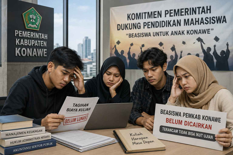 Beasiswa Mahasiswa Konawe Jakarta belum cair sehingga mahasiswa terancam tidak dapat mengikuti ujian akhir semester