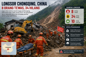 Longsor Chongqing China akibat hujan lebat di kawasan Sungai Wujiang