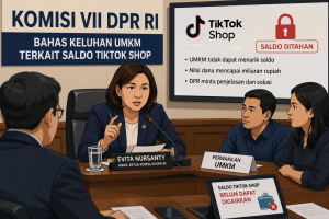 Saldo TikTok Shop UMKM menjadi pembahasan Komisi VII DPR RI terkait penahanan dana pelaku usaha.