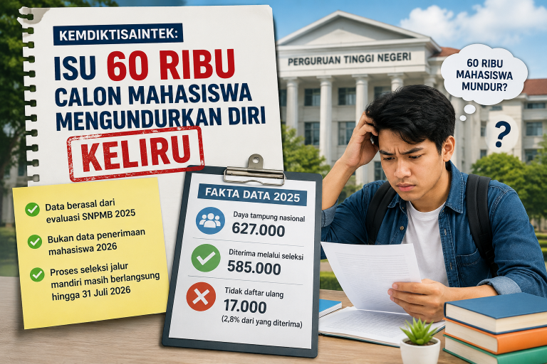 Isu 60 ribu calon mahasiswa mengundurkan diri dibantah Kemdiktisaintek berdasarkan data evaluasi SNPMB 2025