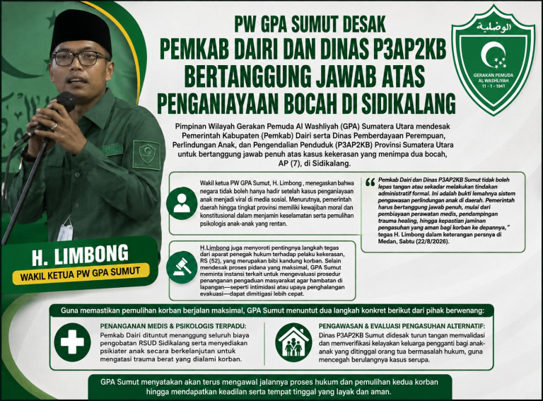 PW GPA Sumut Desak Pemkab Dairi dan Dinas P3AP2KB Bertanggung Jawab Atas Penganiayaan Bocah di Sidikalang