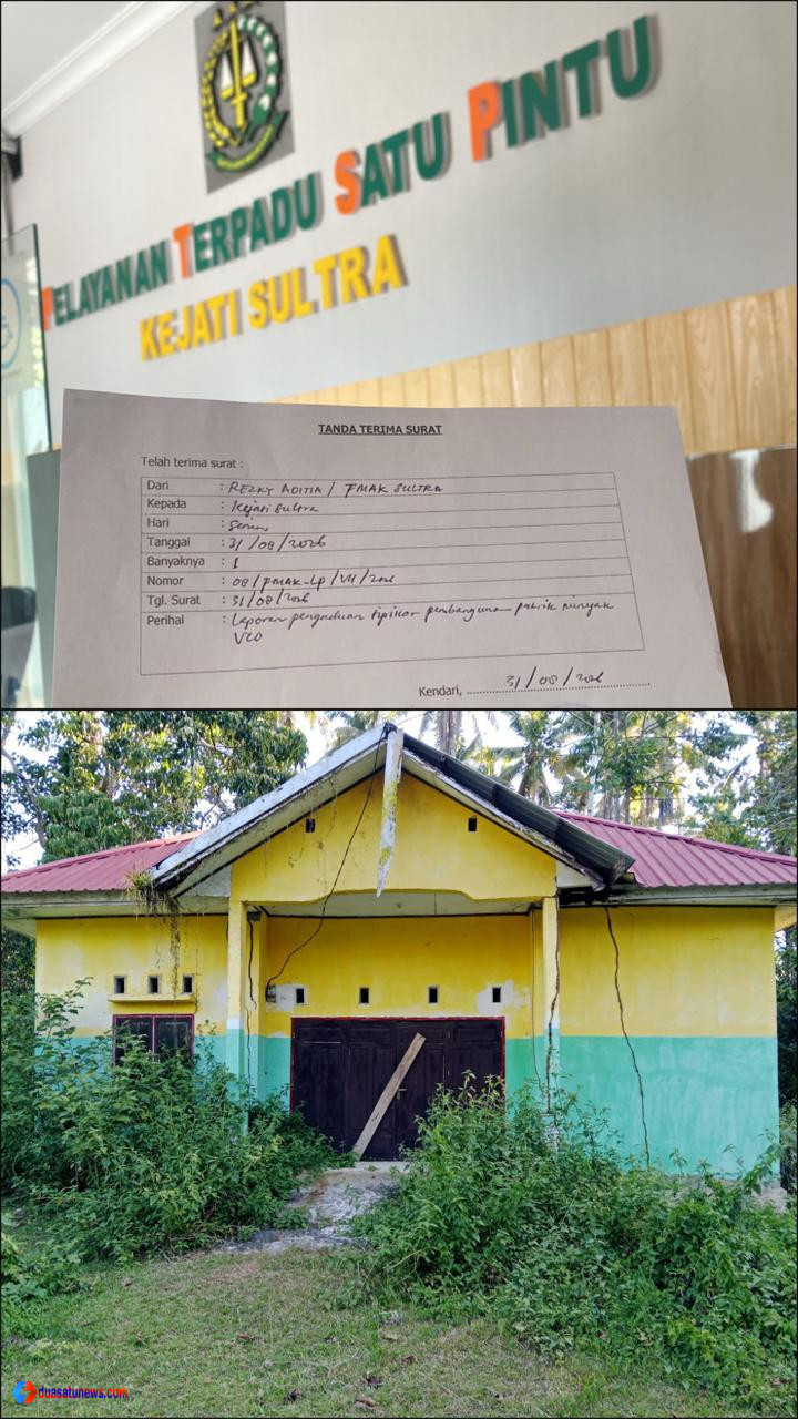 Pabrik Minyak VCO Mangkrak: FMAK Laporkan Kades Mata Langara Dugaan Korupsi Ke KEJATI Sultra